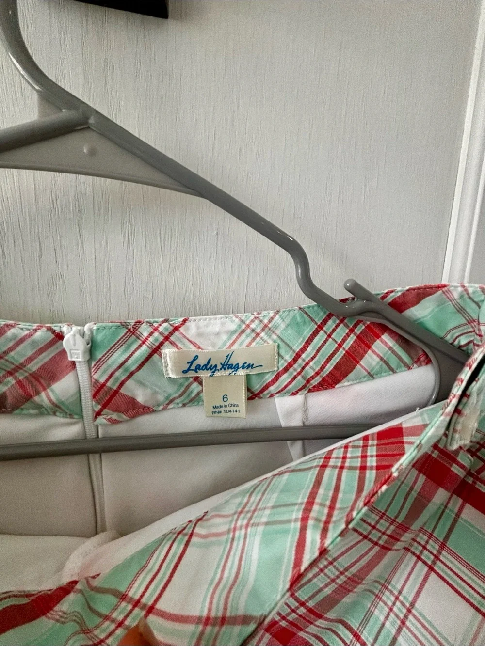 Lady Hagen White Polo and Skort with Pink & Green Plaid Trim - Picture 4 of 7